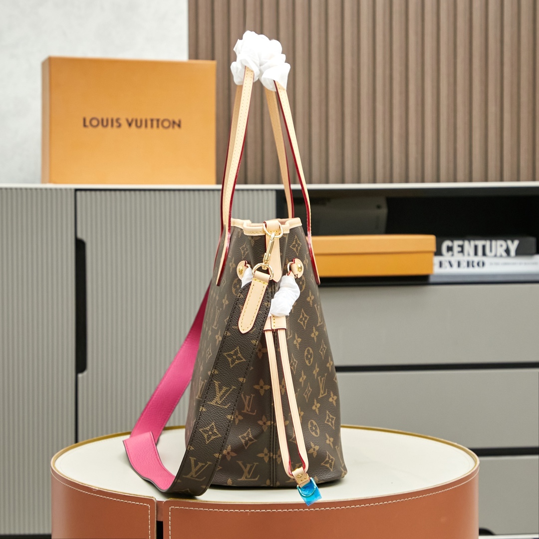 Designer Monogram Neverfull Bandoulière Inside Out MM Size Pink Pondichery Bag - Gorchic - $136.99