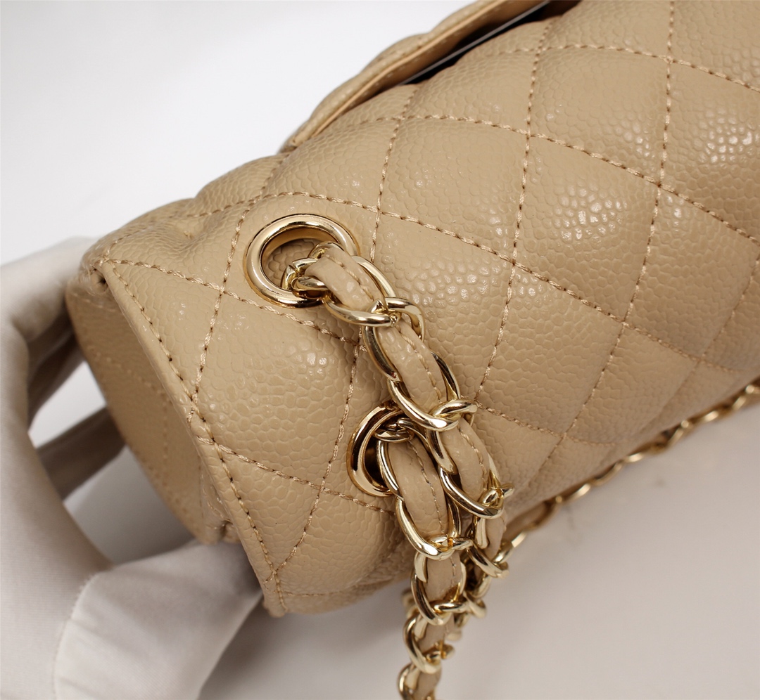 CC Inspired Classic Double Flap Bag Yellow Caviar Golden Hardware - Bag - Gorchic - $122.99
