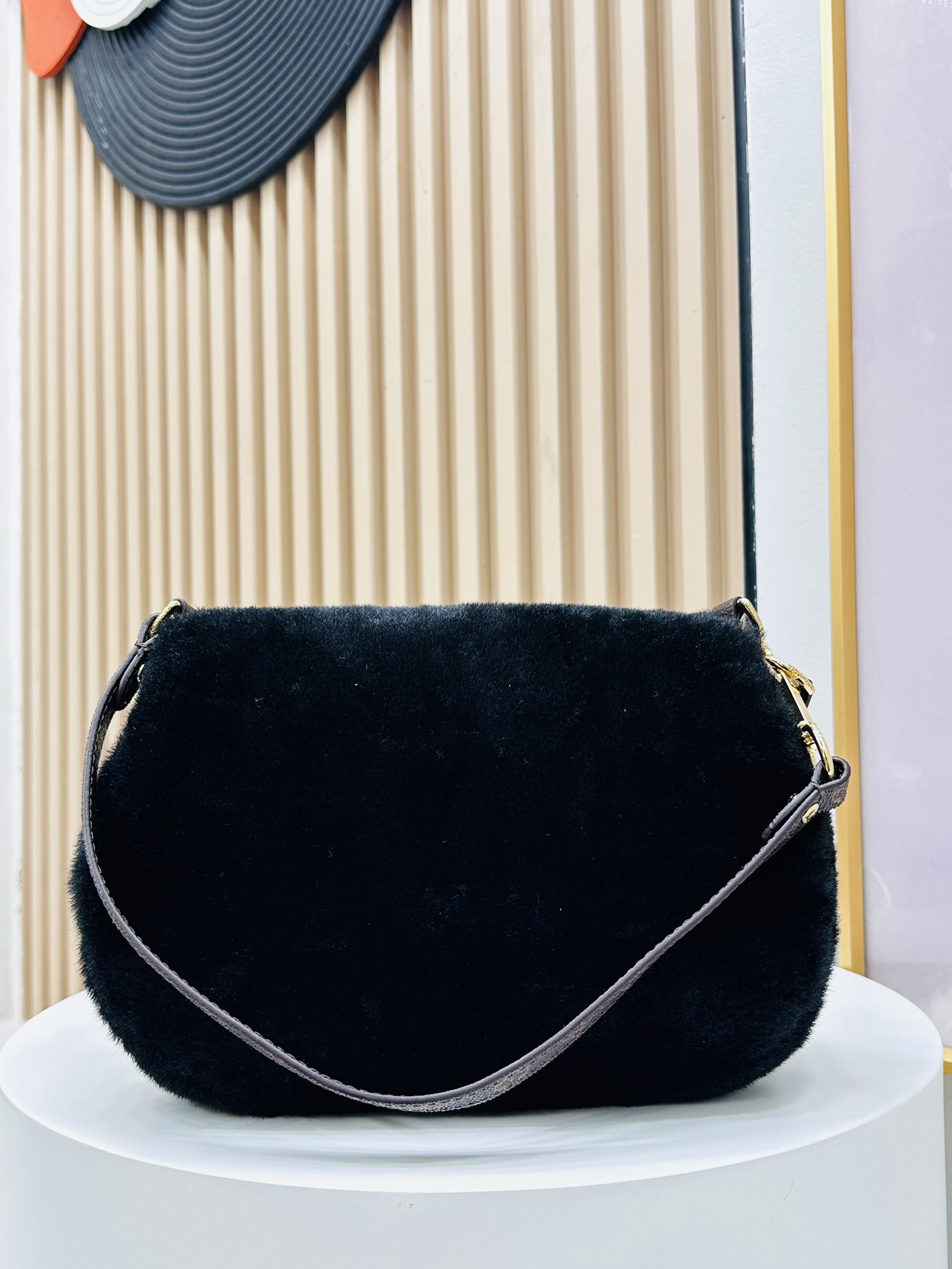 Designer Monogram Sunset Black Woolen Leather Bag - Gorchic - $128.99