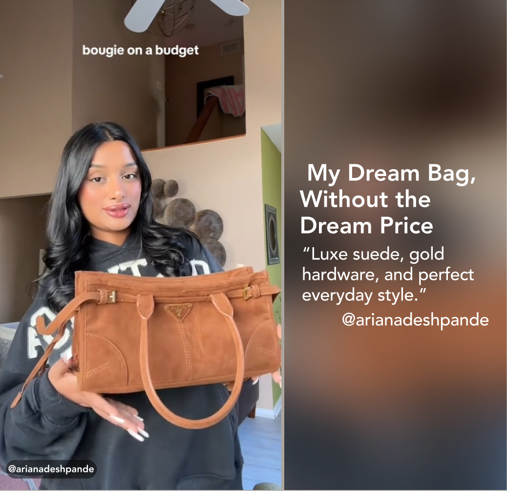 Saffiano texture Medium Suede Brown handbag - Gorchic - $131.99