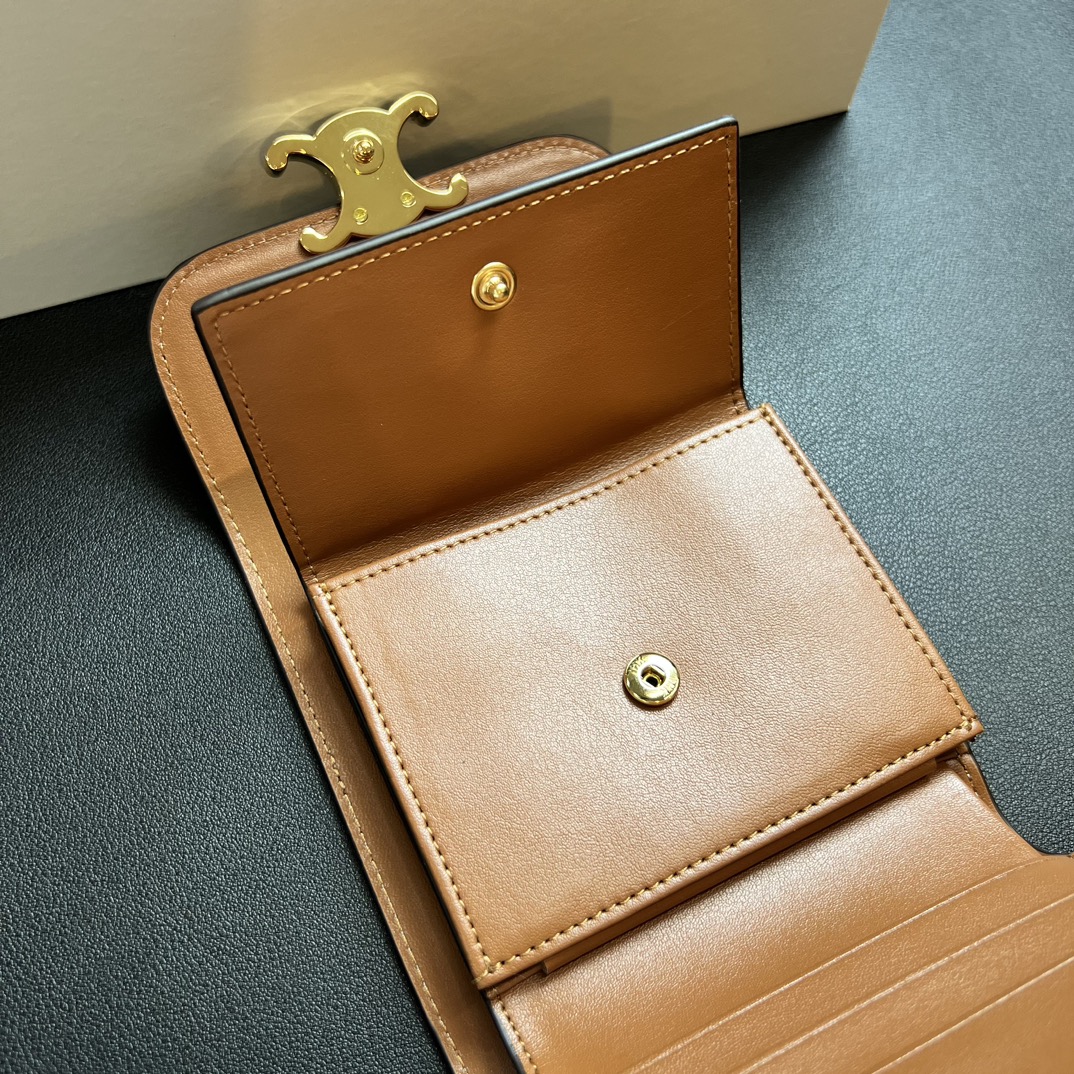 CL Arcadia Tri-Fold Black Leather Wallet- White Old Fashioned Wallet - Gorchic - $55.99