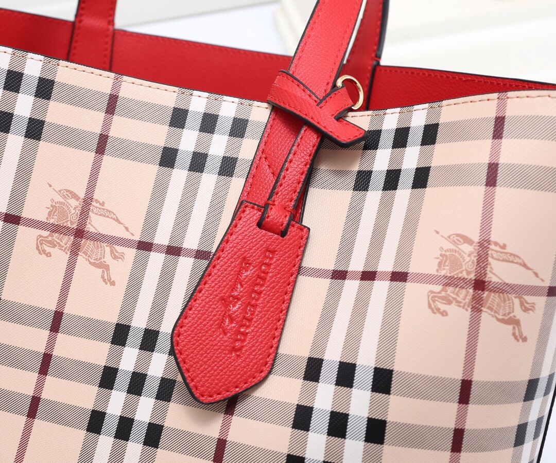 burbery Reversible Shopping Bag - Logo Red Bag - Gorchic - $153.99