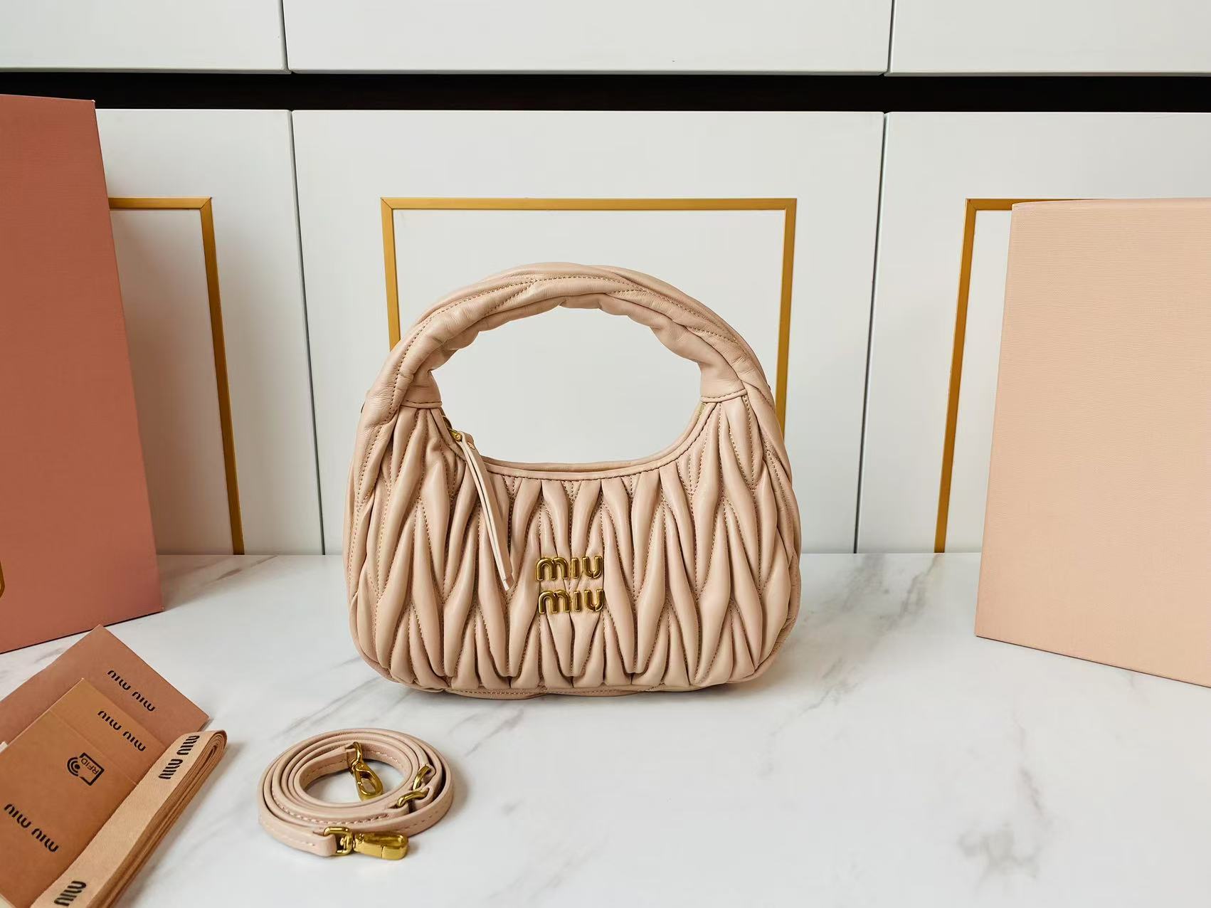 MU Wander matelassé nappa leather hobo bag - Gorchic - $114.99