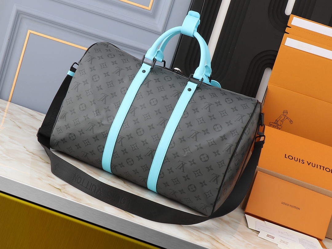 Designer Monogram  Keepall Travel Bag Multi Sizes Blue Grey- Bag - Gorchic - $167.99