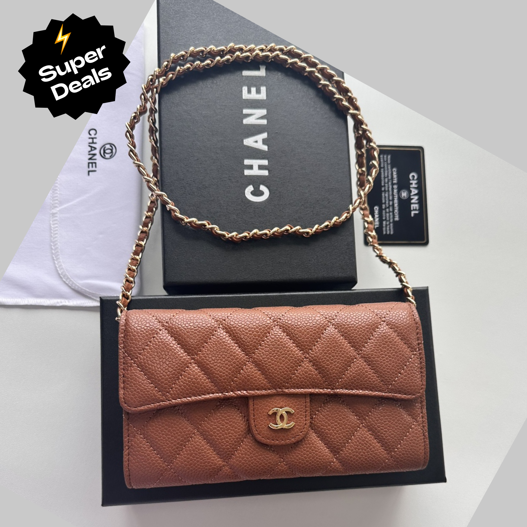 CC Inspired 23 Wallet on Chain- Brown Bag - Gorchic - $98.99