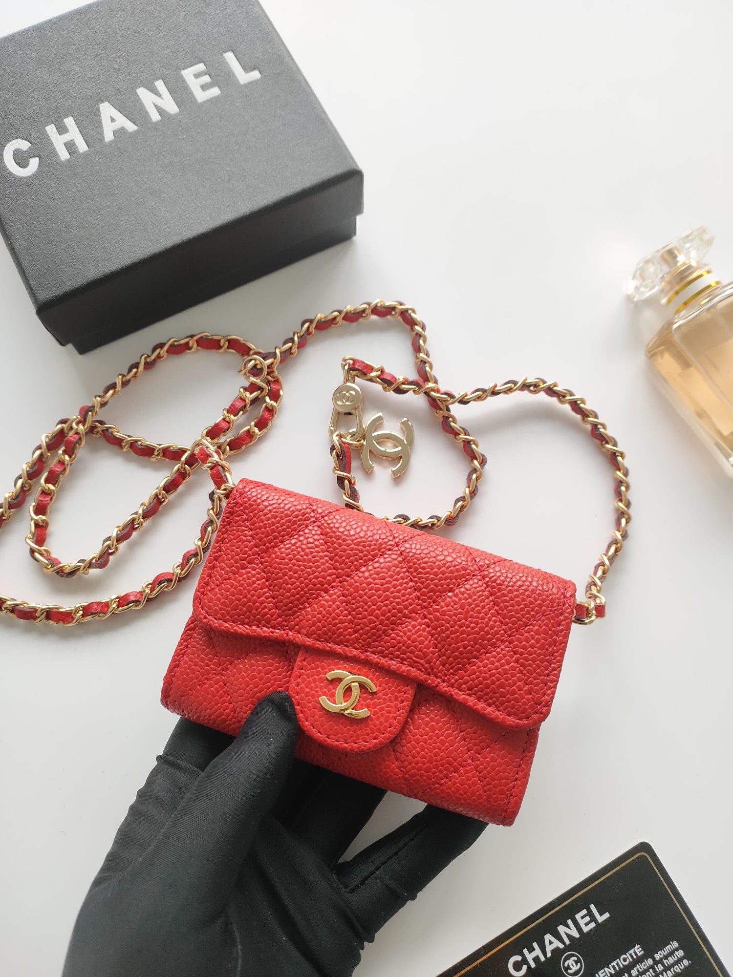 CC Inspired Red Metallic Calfskin Quilted Flap Chain Waist Bag - Gorchic - $83.99