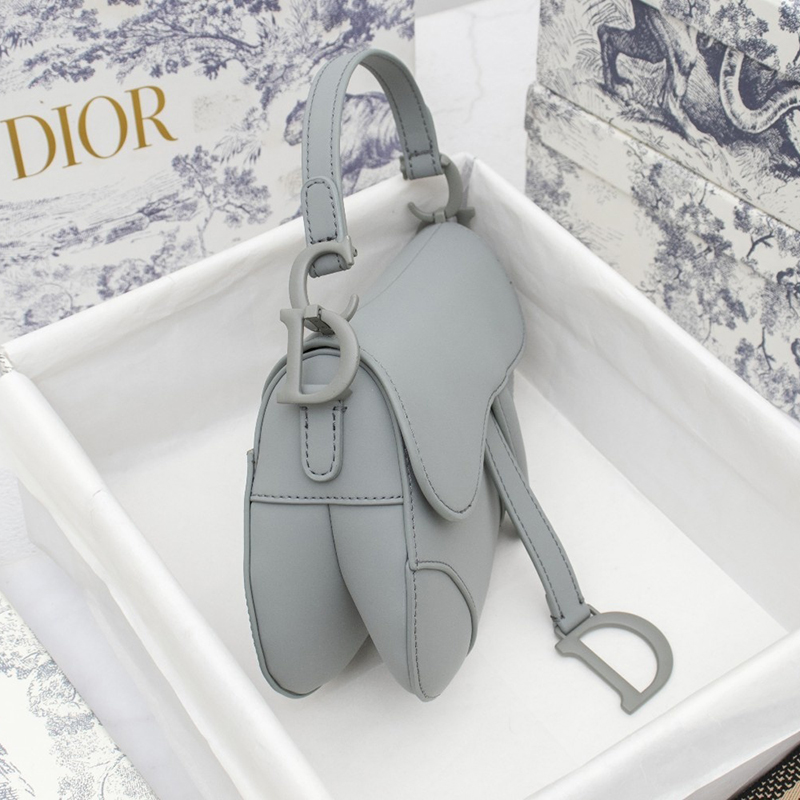 D Inspired SADDLE Bag Gray Ultramatte Calfskin M0446ILLO_M41G - Bag - Gorchic - $138.99