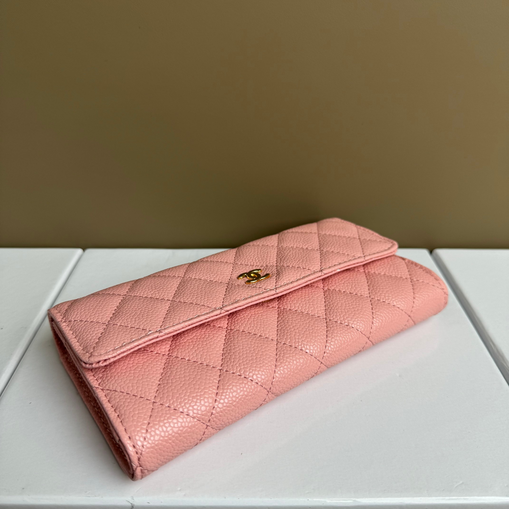 CC Inspired Counterfeit Caviar Leather Wallet-Pink Wallet - Gorchic - $59.99