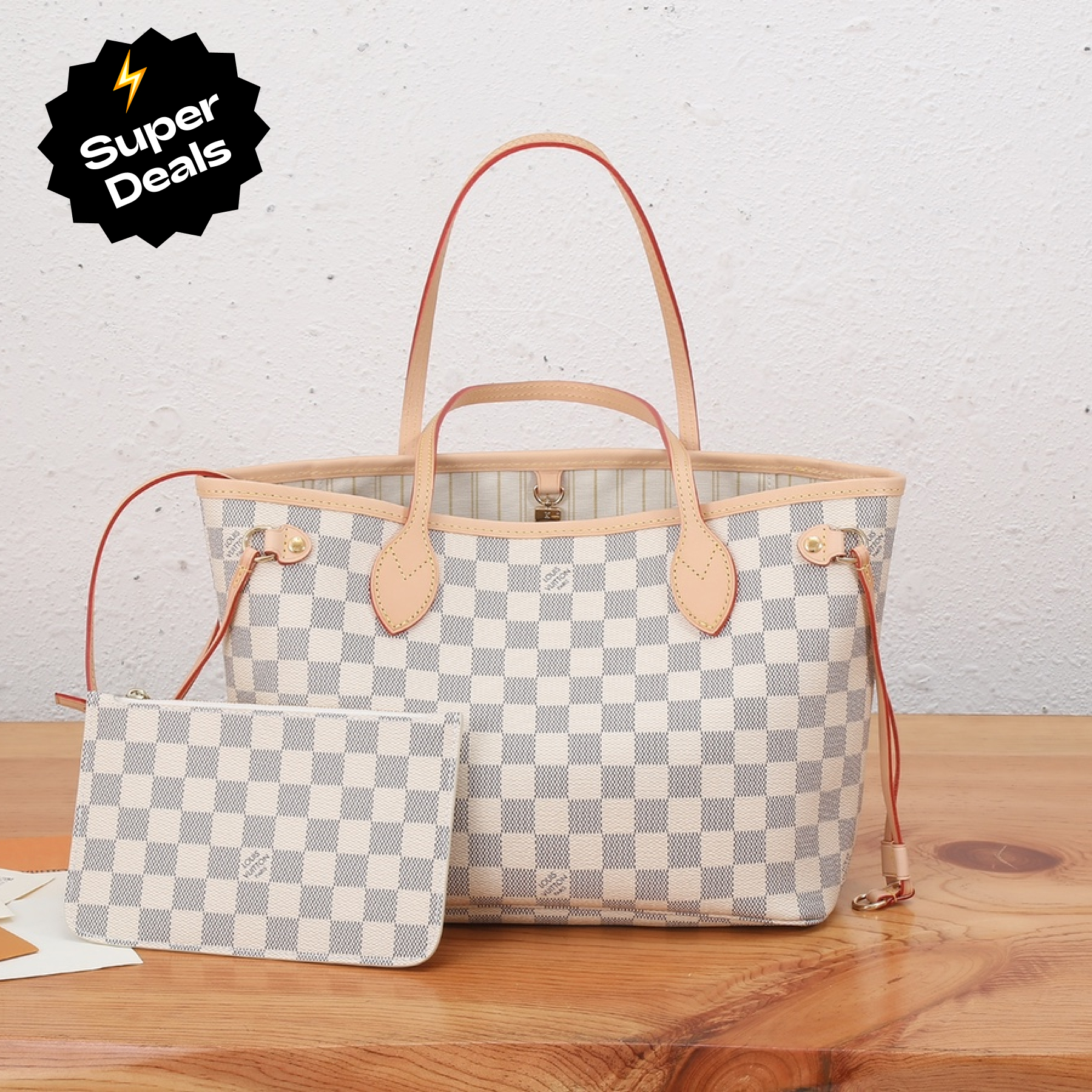Designer Monogram Damier Azur Neo Neverfull PM - Bag - Gorchic - $110.99