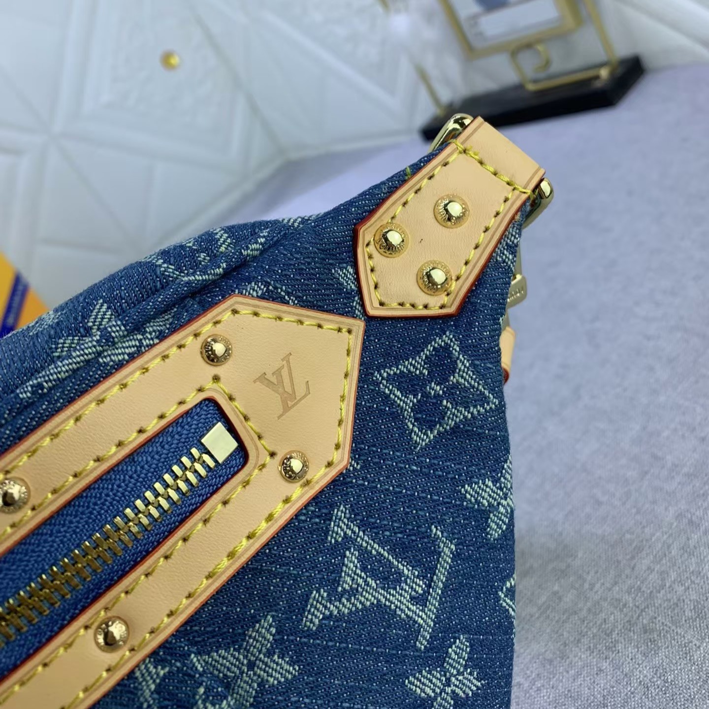 Designer Monogram Denim High Rise Bumbag Blue - Gorchic - $136.99