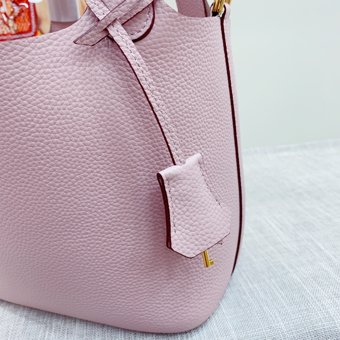 H-Inspired Clemence Picotin Lock Bag Golden Hardware-Light Pink Bag - Gorchic - $151.99