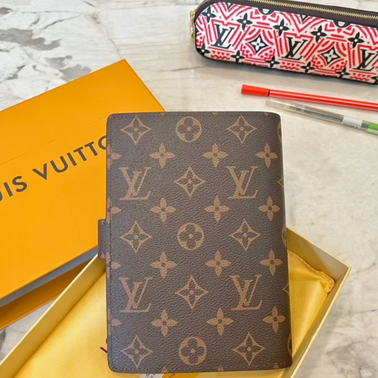 Designer Monogram Medium Ring Agenda Cover - Gorchic - $100.99