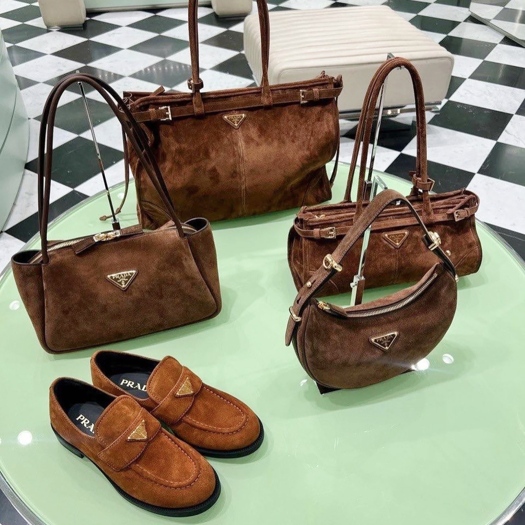 Saffiano texture Medium Suede Brown handbag - Gorchic - $131.99