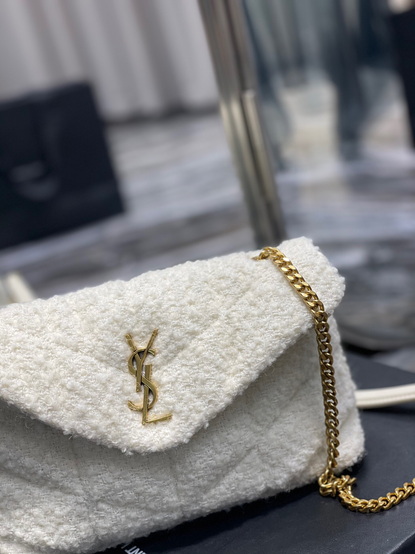 Lady Designer Loulou Puffer small shoulder bag white - Bag - Gorchic - $183.99