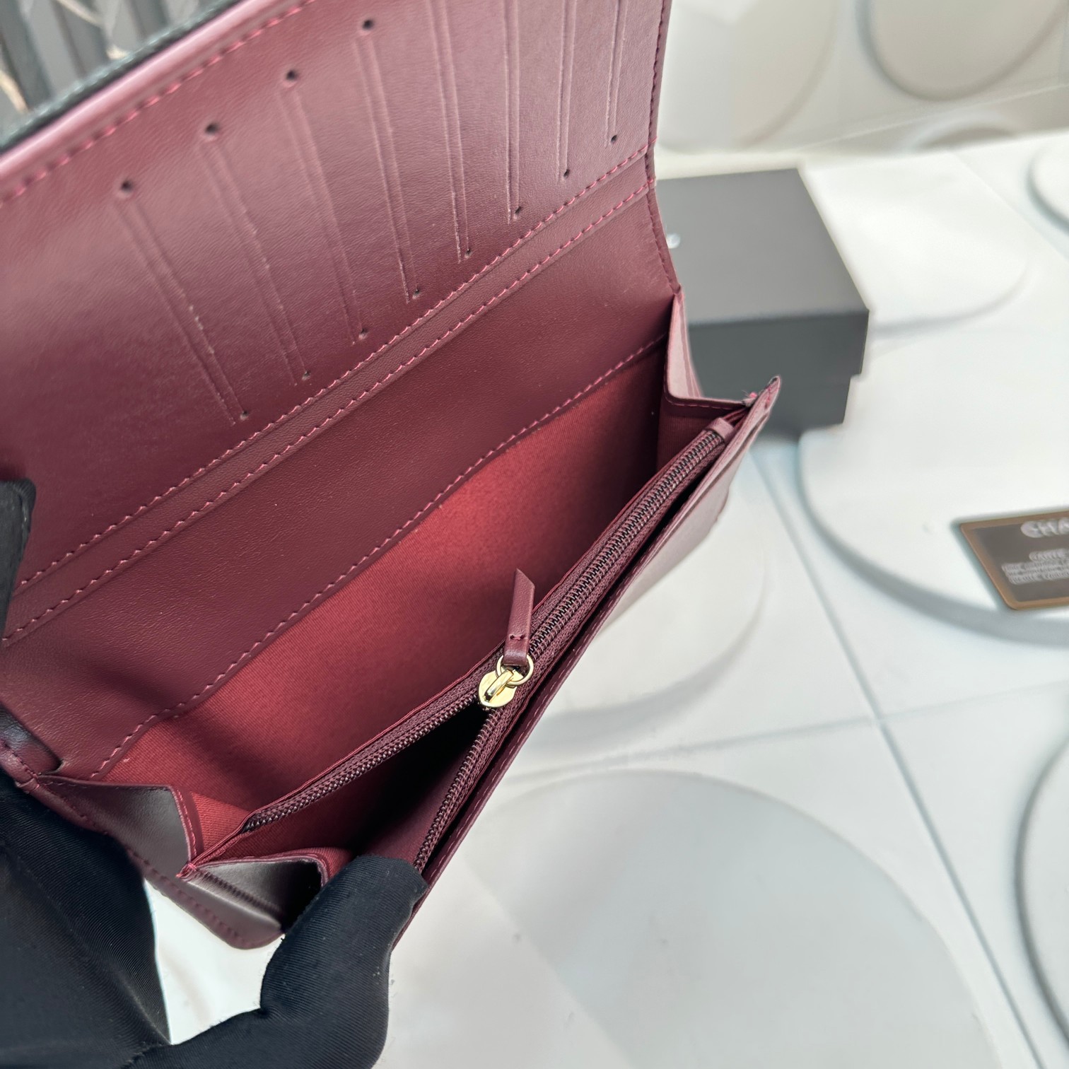 CC Inspired Wallet Quilted Caviar Gold-tone Black Wallet - Bag - Gorchic - $90.99