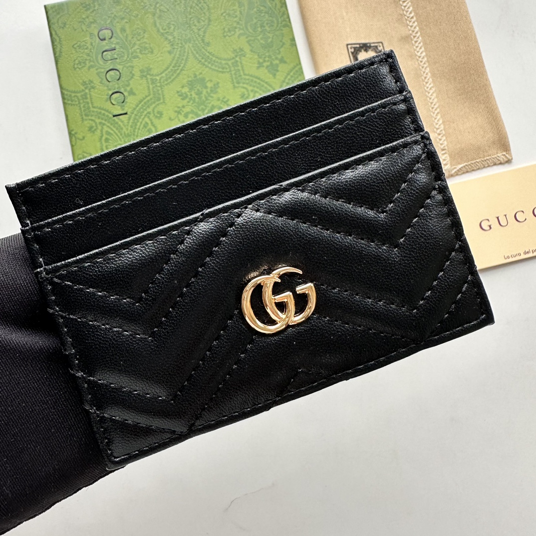 Double-G GG Marmont card case black leather-wallet - Gorchic - $39.99