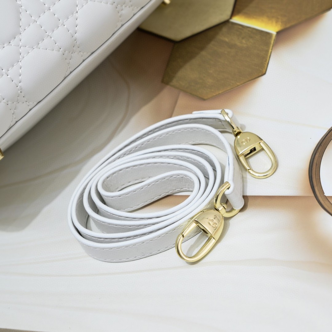 D Inspired Medium Lady D Inspired Bag White Cannage Calfskin Golden Hardware - Bag - Gorchic - $144.99