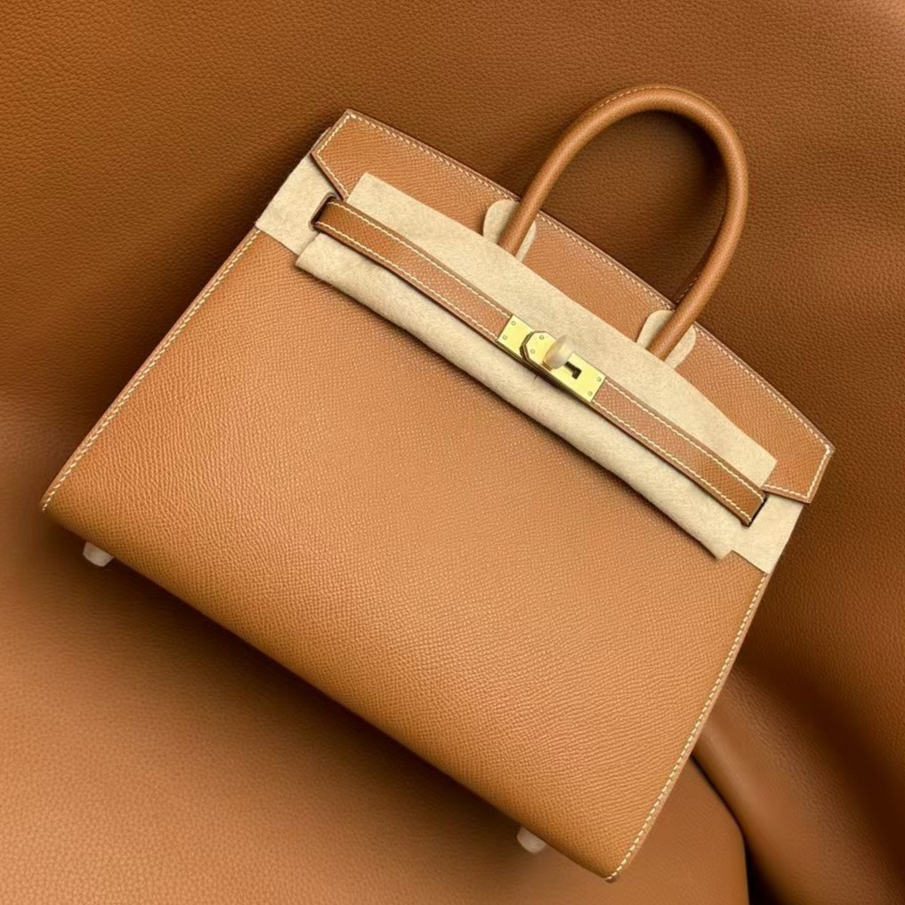 H-Inspired Birkin Brown Epsom Sellier Gold Hardware - Handbag - Gorchic - $161.99