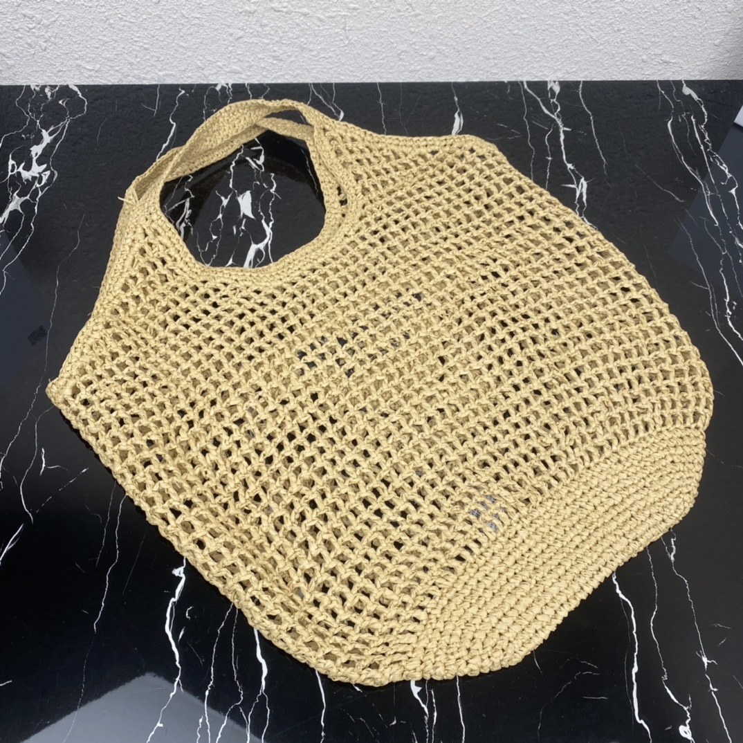 Saffiano texture Crochet tote bag Raffia bag - Gorchic - $113.99