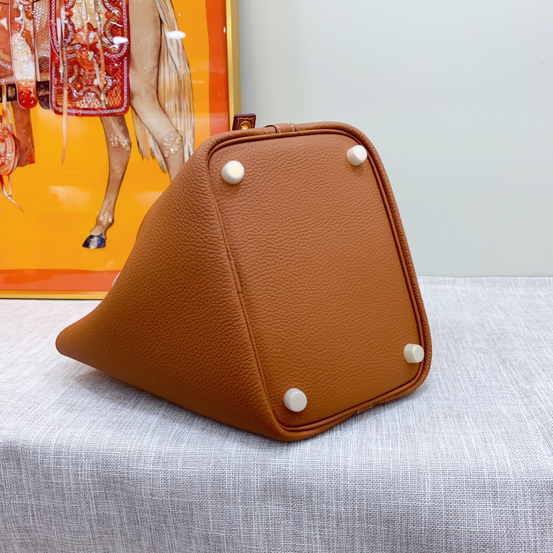 H-Inspired Clemence Picotin Lock Bag Golden Hardware-Brown Bag - Gorchic - $151.99