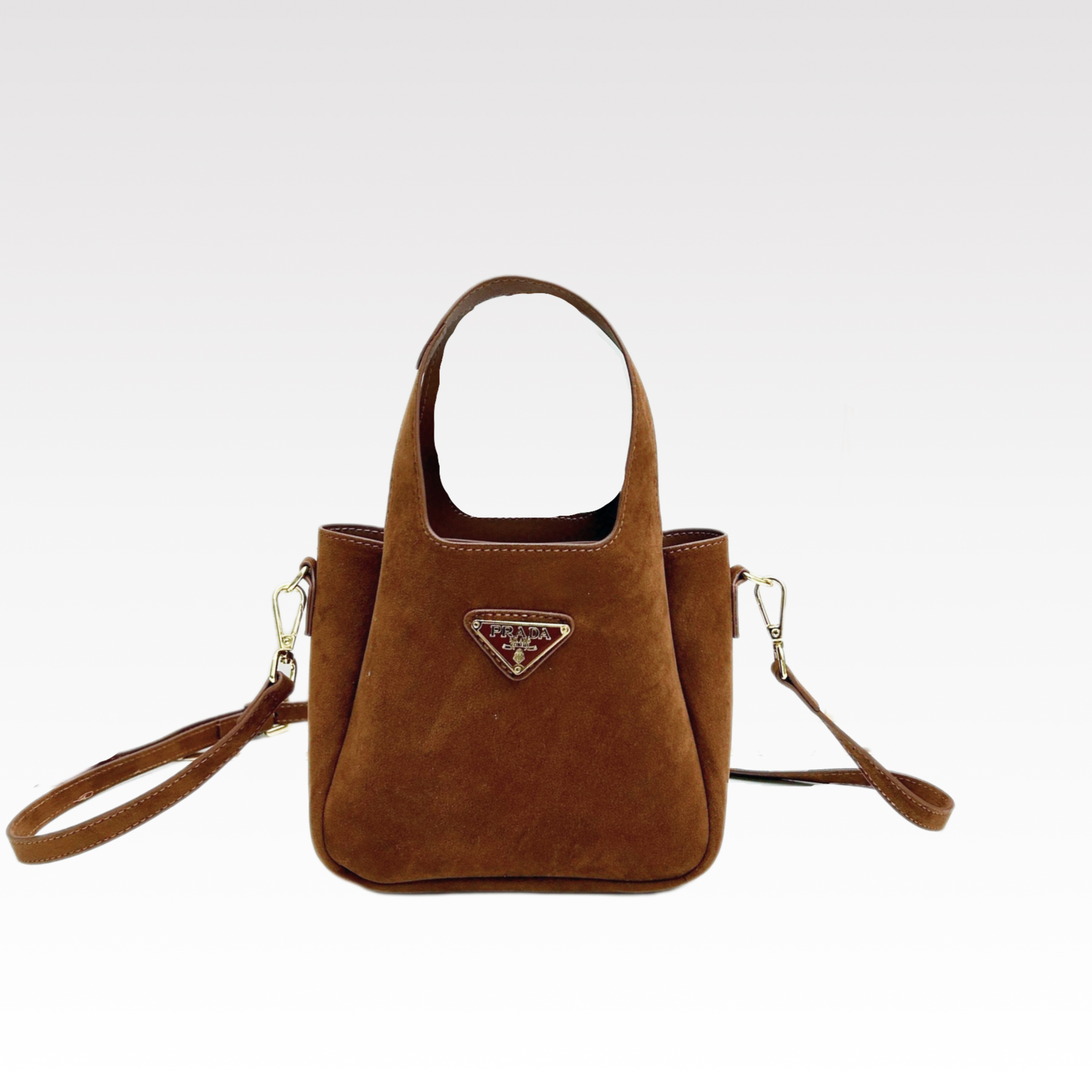 Saffiano texture Suede Brown Mini Tote Bag - Gorchic - $120.99