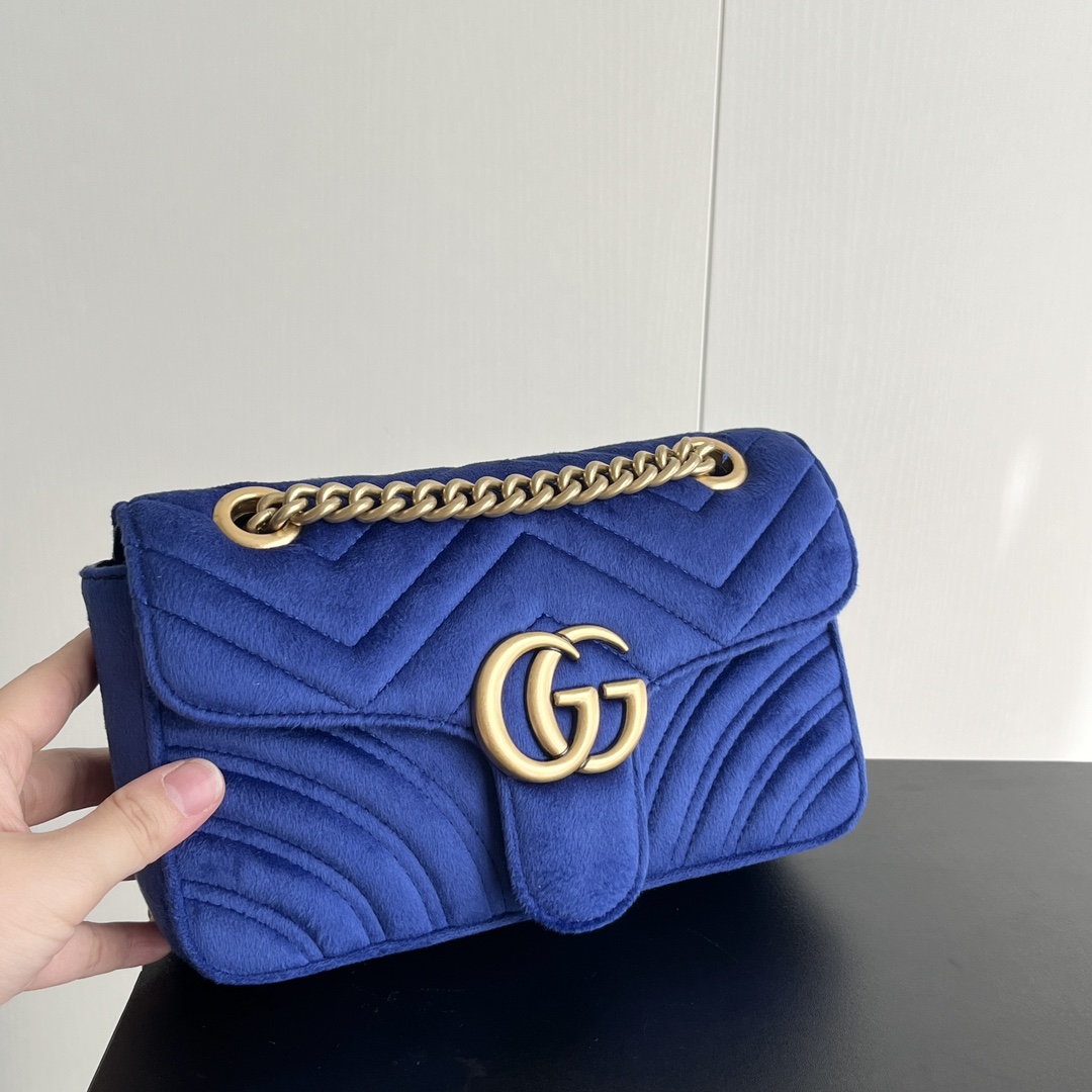 Double-G GG Marmont Veet Collection - Blue Bag - Gorchic - $131.99