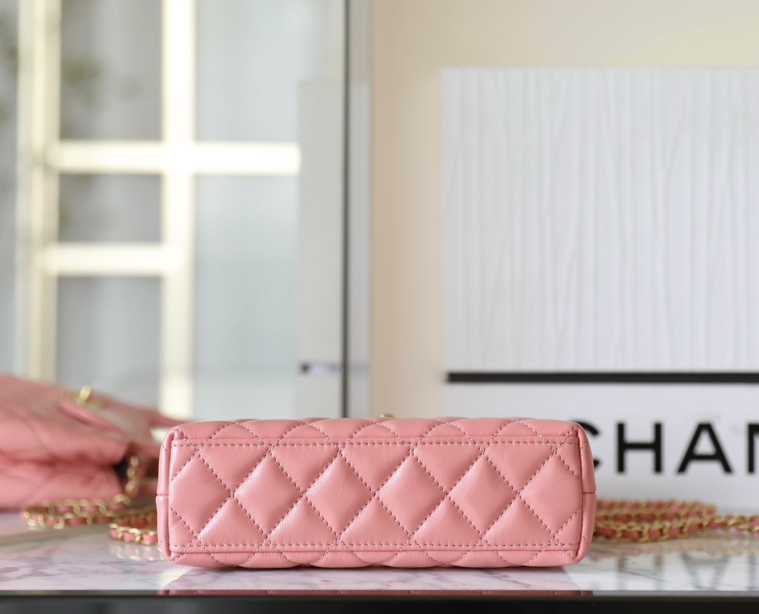 CC Inspired Shiny Aged Calfskin Quilted Nano Kelly Shopper Pink - Bag - Gorchic - $138.99