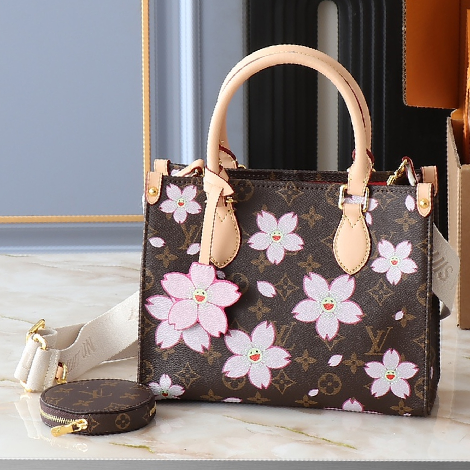 Designer Monogram x Murakami  x TM On The Go PM Bag - Gorchic - $125.99