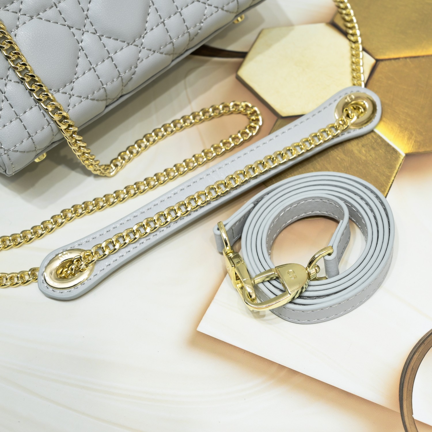 D Inspired Mini Lady D Inspired Bag Grey Cannage Calfskin - Bag - Gorchic - $138.99