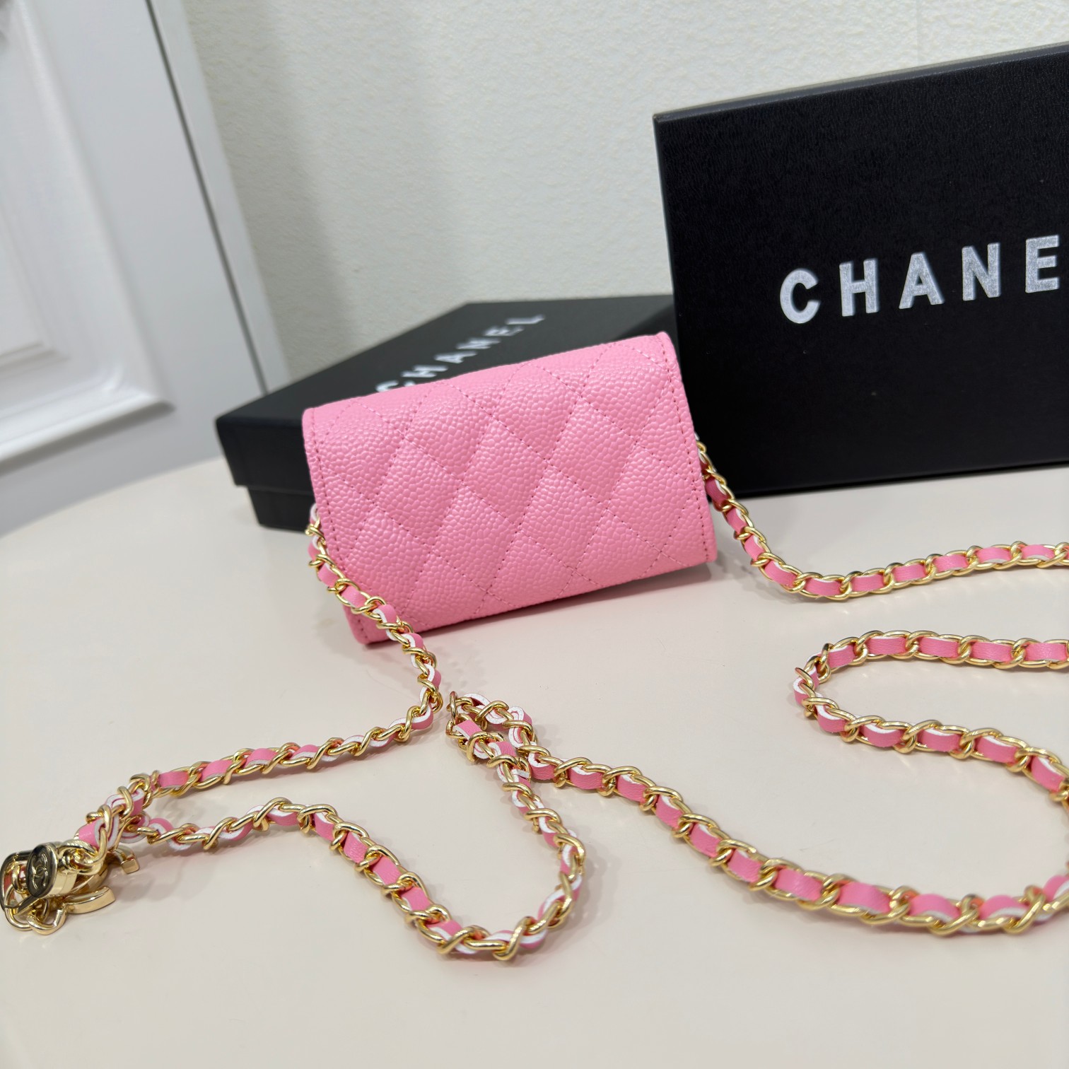CC Inspired Pink Metallic Calfskin Quilted Flap Chain Waist Bag - Gorchic - $83.99