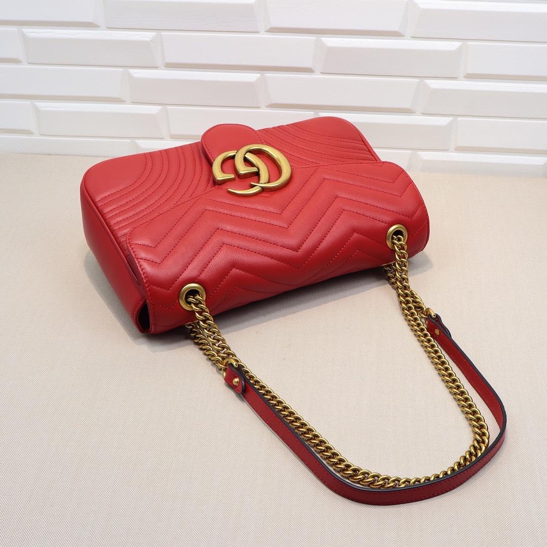 Double-G GG Marmont Small Shoulder Bag in red leather - Bag - Gorchic - $115.99