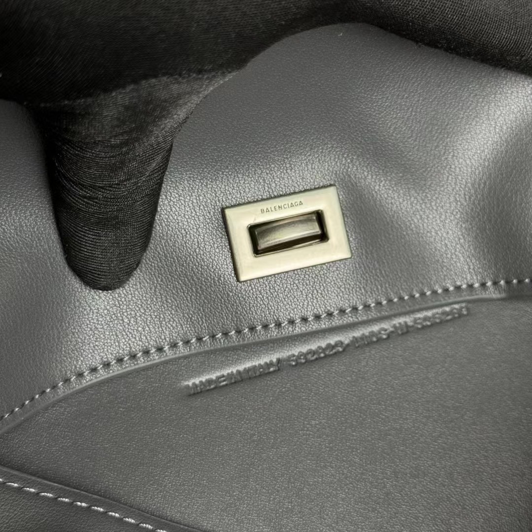 Hourglass iconic Rodeo leather shoulder bag in Grey and aged-sliver hardware Multiple Size - Bag - Gorchic - $169.99