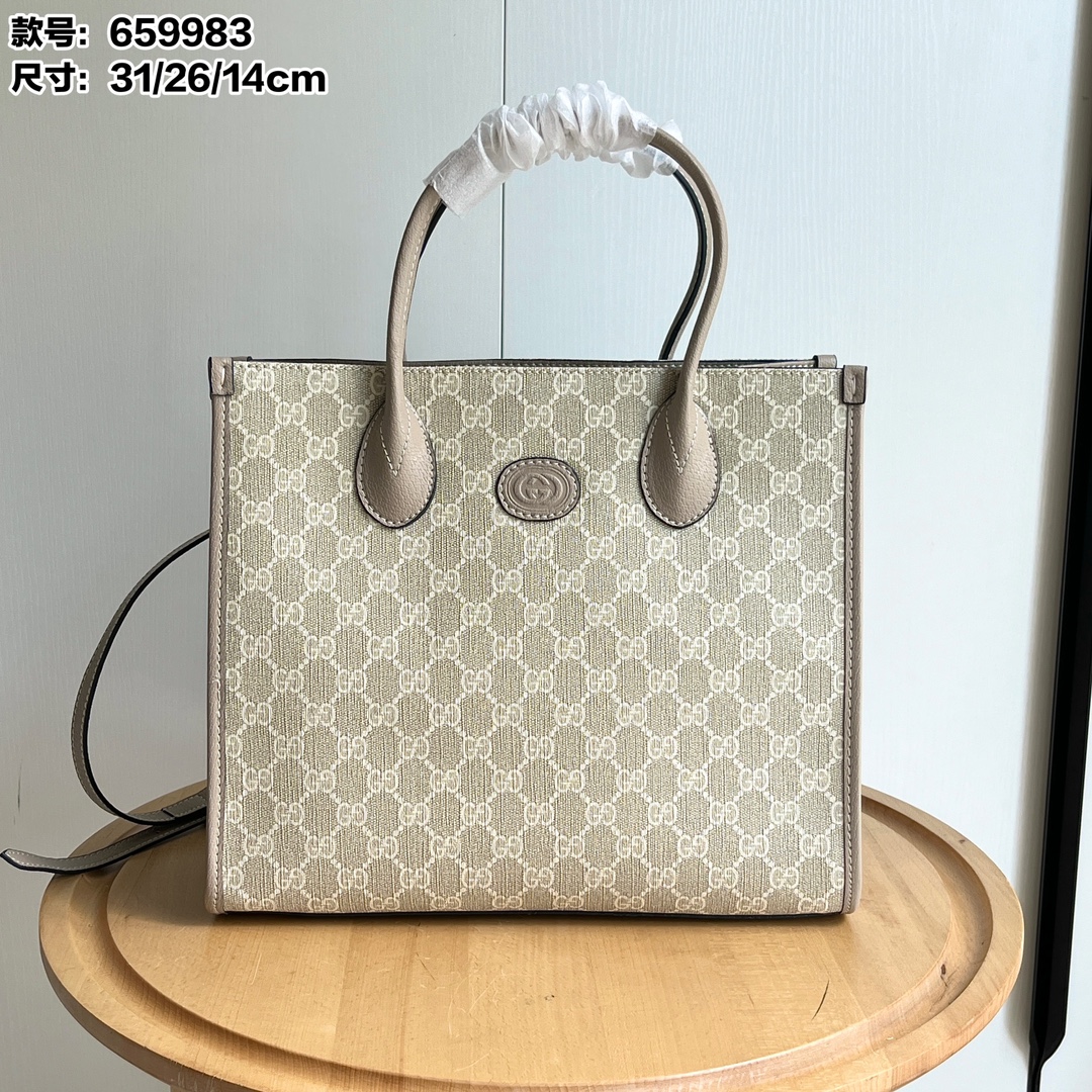 Double-G Retro Shopper - Aged White Bag - Gorchic - $135.99