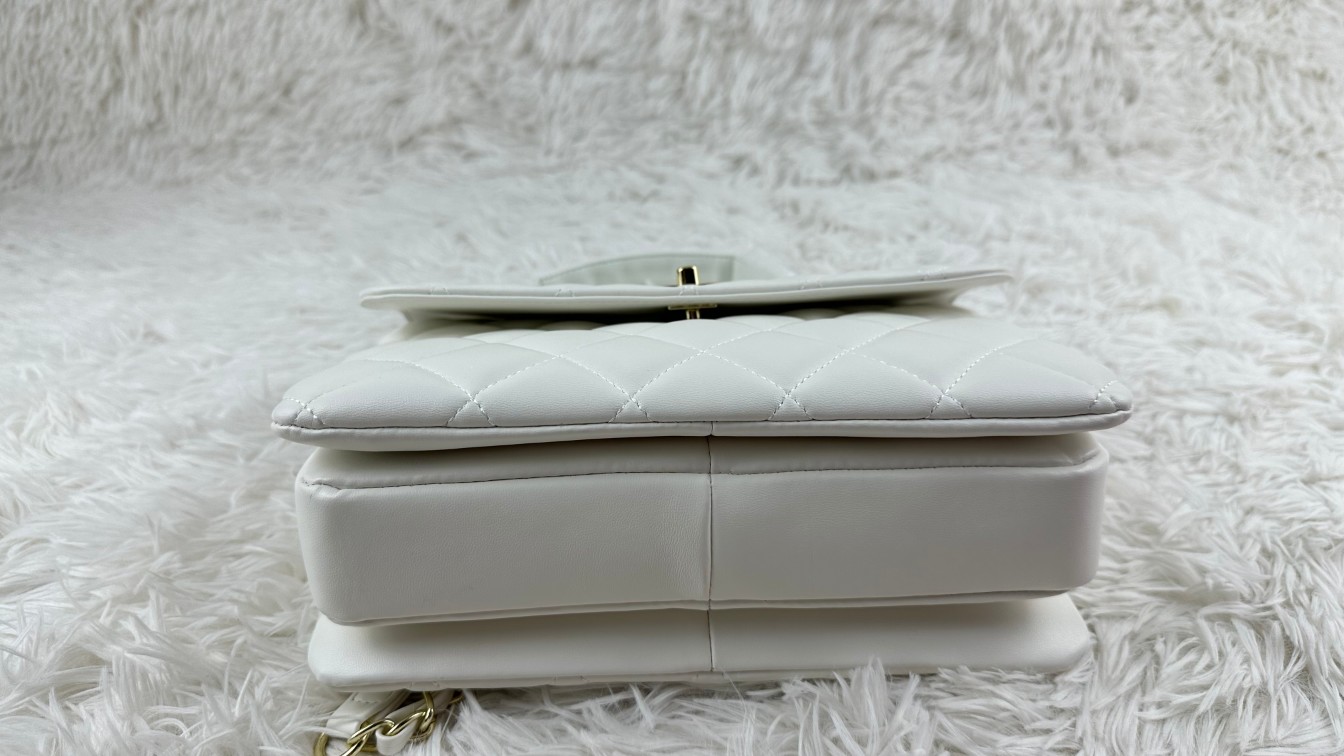 CC Inspired Top Handle Flap Bag Lambskin - White - Gorchic - $140.99