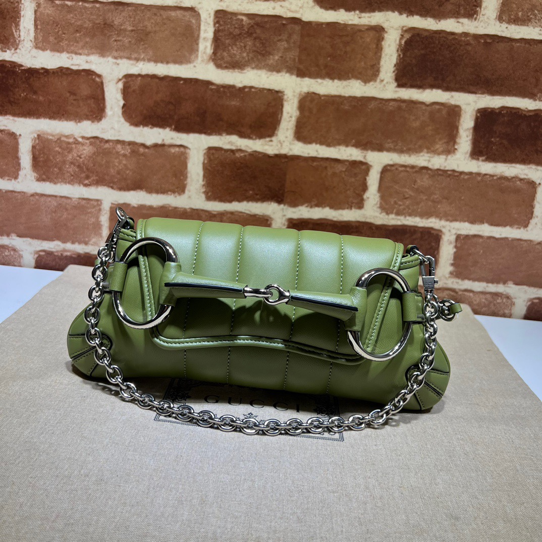 Double-G Horsebit Chain Small Shoulder Bag Green - Bag - Gorchic - $110.99