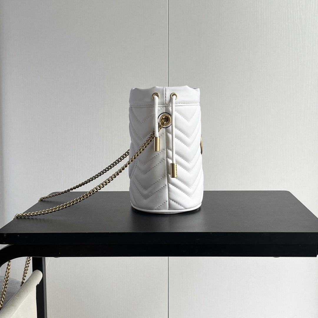 Double-G GG marmont mini bucket bag White - Bag - Gorchic - $121.99