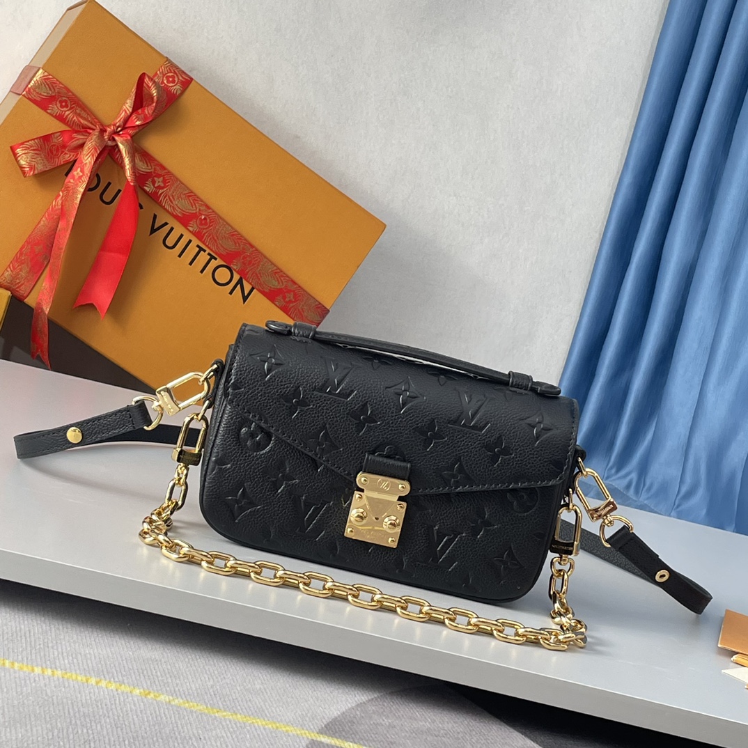 Designer Monogram Empreinte Monogram Leather Black Pochette Métis East West - Bag - Gorchic - $124.99