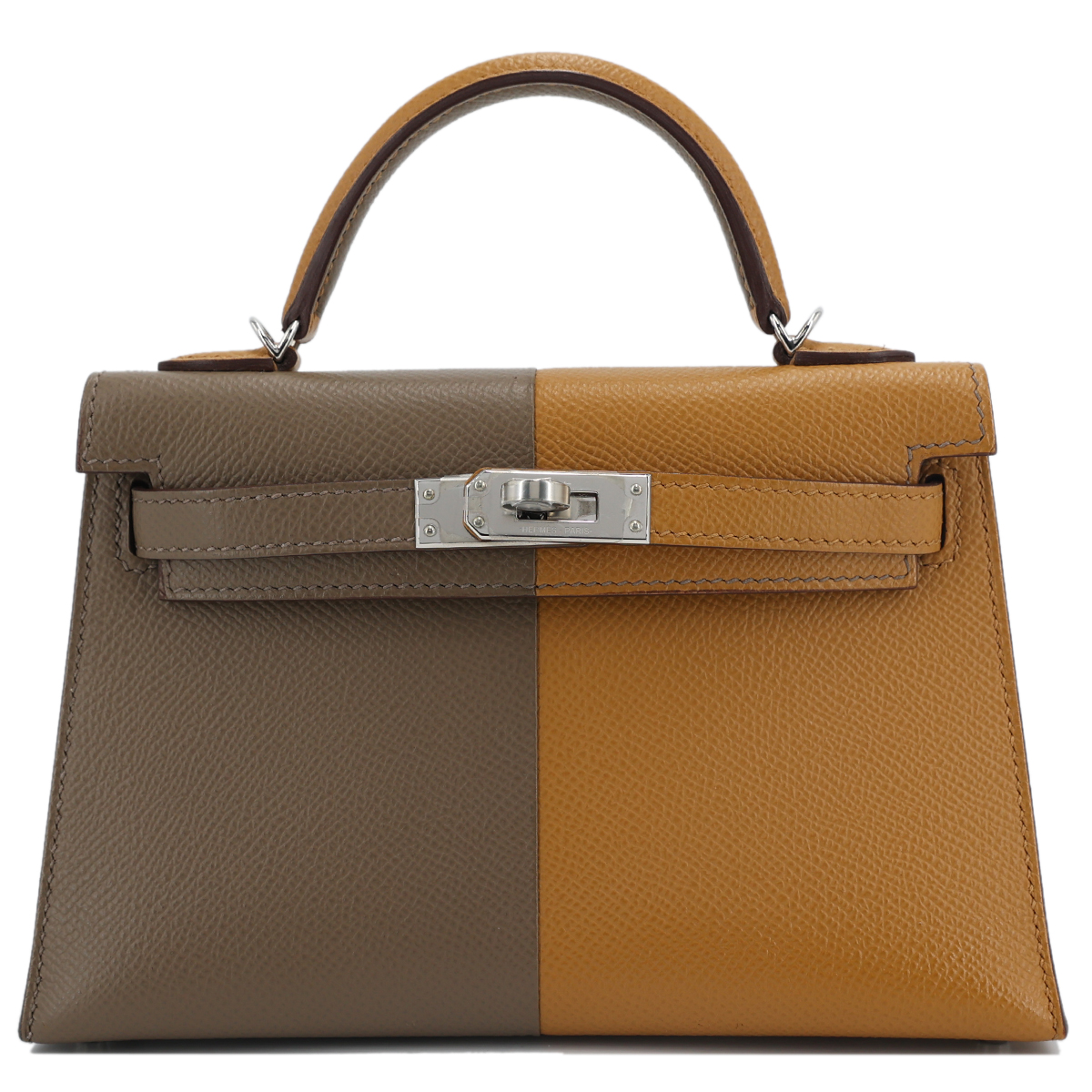 H-Inspired Limited Edition Kelly 25 Casaque Sesame Etoupe Blue Indigo Epsom Leather Silver Buckle-Bag - Gorchic - $179.99