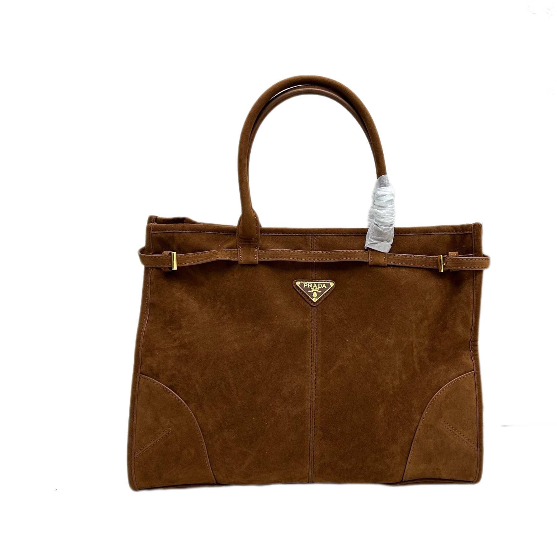 Saffiano texture Large Suede Brown handbag - Gorchic - $136.99