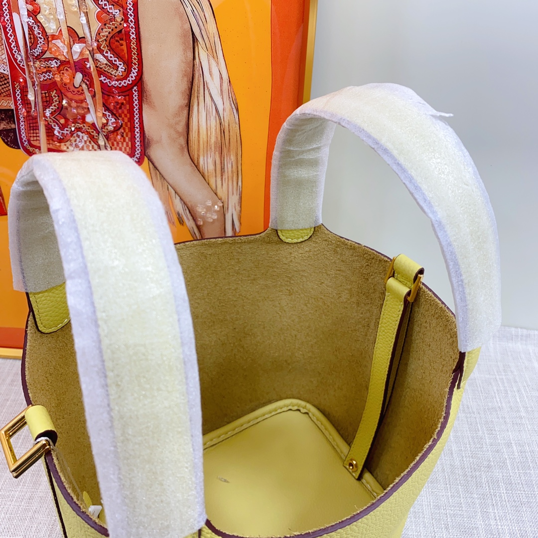 H-Inspired Clemence Picotin Lock Bag Golden Hardware -Yellow Bag - Gorchic - $151.99