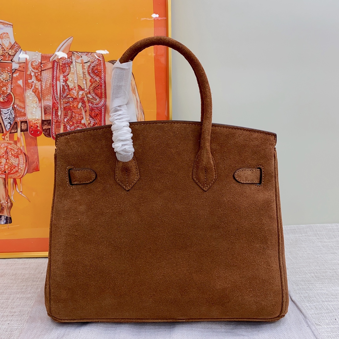 H-Inspired Birkin Bag Doblis Bag Golden Hardware -Brown Bag - Gorchic - $205.99