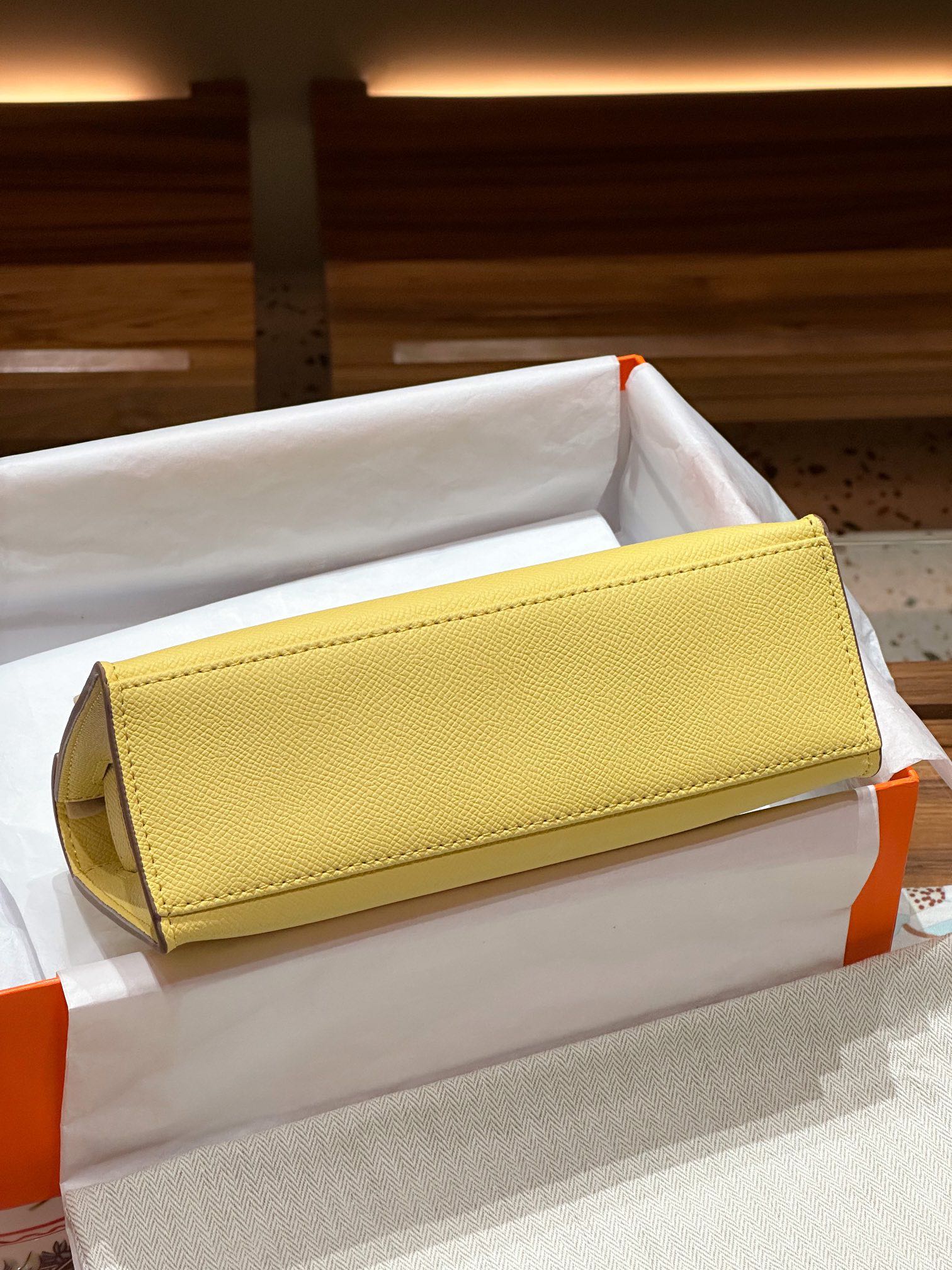 H-Inspired Kelly Mini 1st Kelly Pochette Generation Epsom Palm Leather-Yellow - Gorchic - $146.99