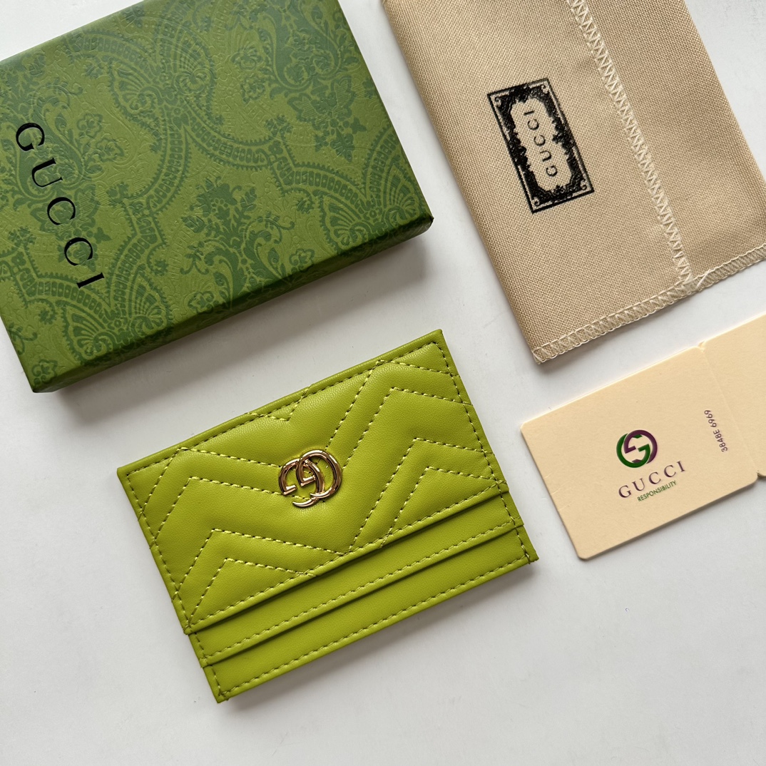 Double-G GG Marmont card case green leather-wallet - Gorchic - $39.99