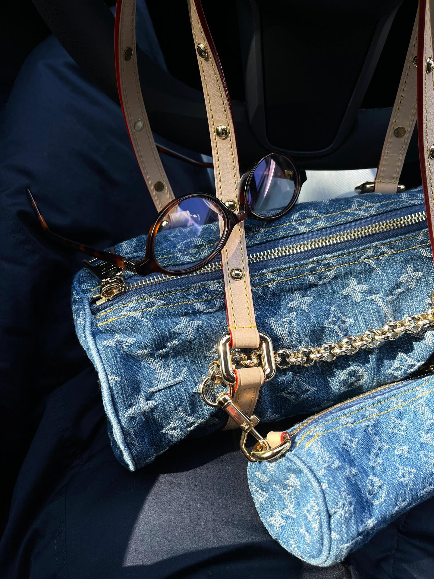 Designer Monogram Papillon Casual Style Unisex Denim Shoulder Bag - Gorchic - $134.99