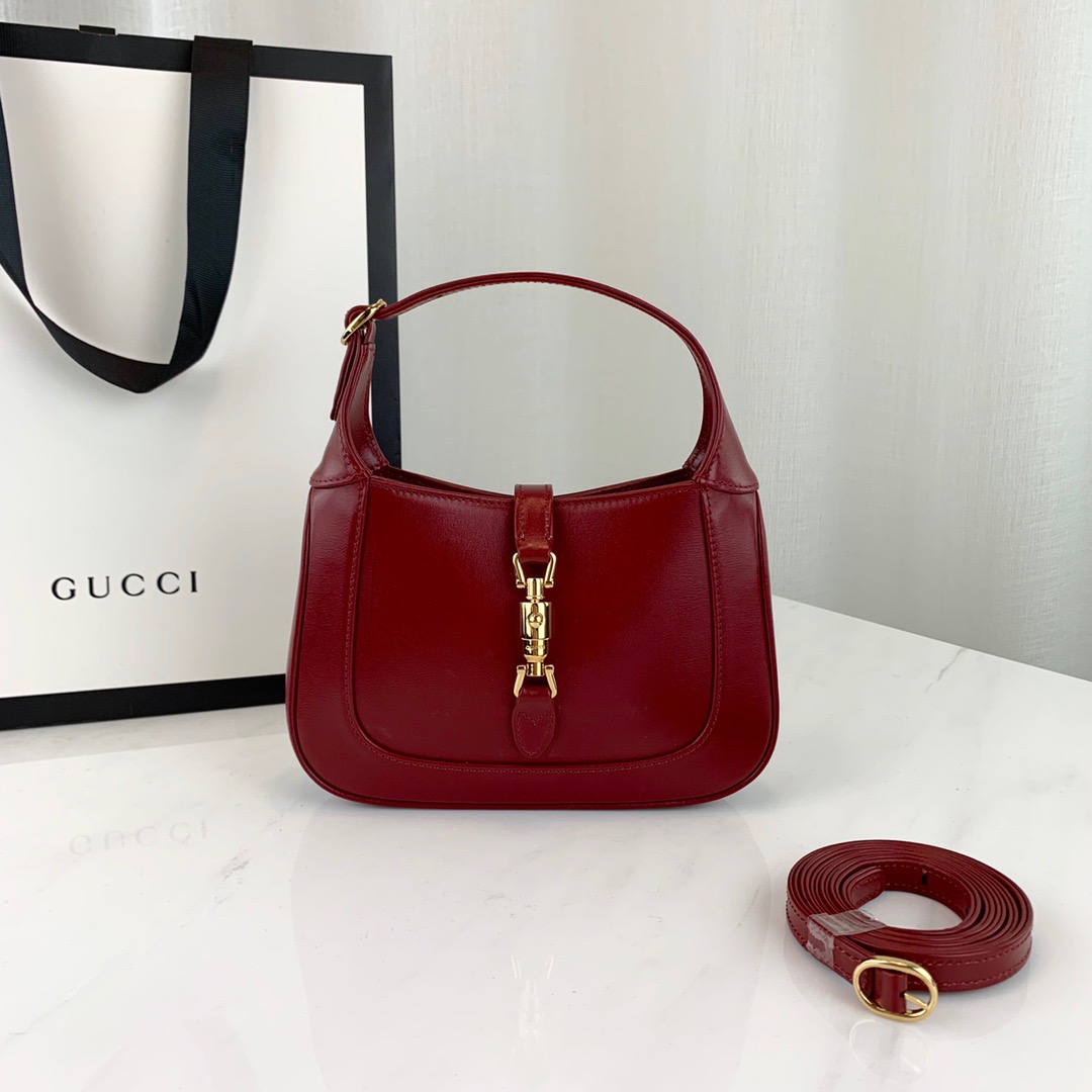 Double-G Boarded Dyana Lux Calfskin Mini Jackie 1961 Hobo New Cherry Red - Bag - Gorchic - $110.99