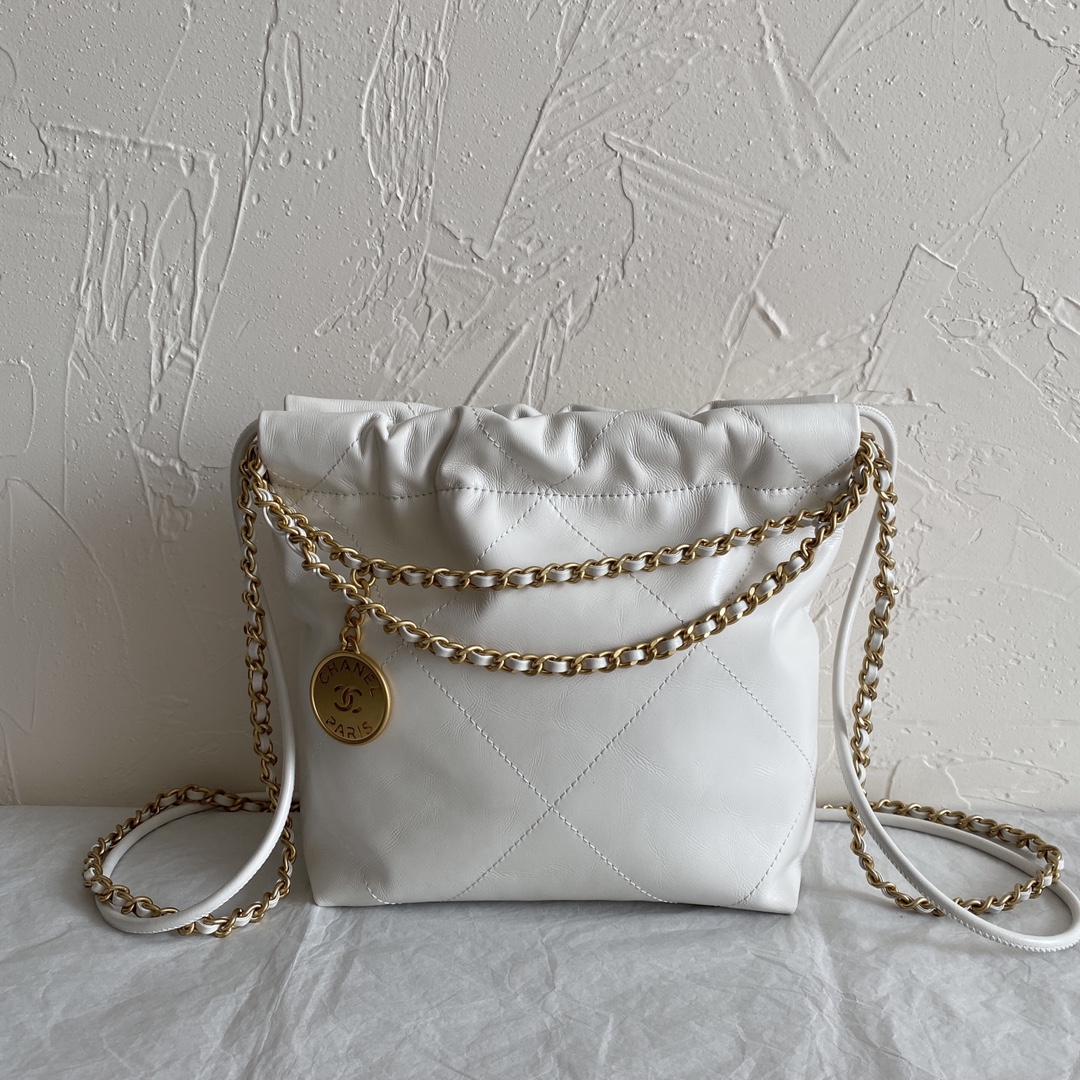 CC Inspired 22 MINI HANDBAG Calfskin & Sier Metal White - Bag - Gorchic - $161.99