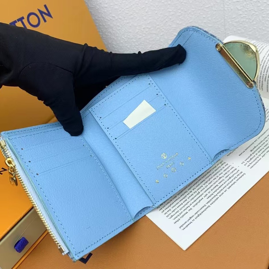 Designer Monogram  Victorine Monogram Denim Half Wallet Blue - Gorchic - $88.99