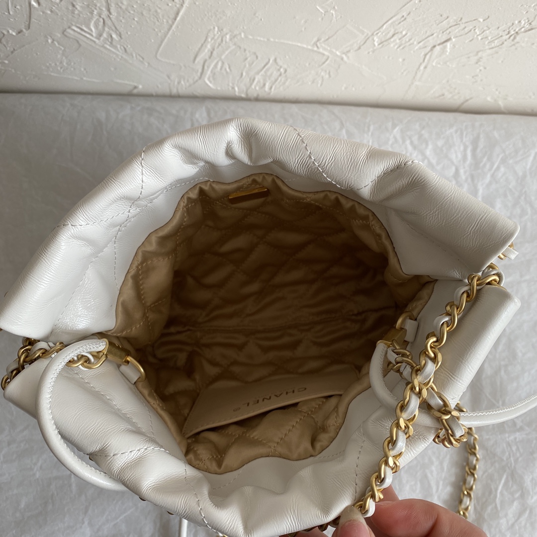 CC Inspired 22 MINI HANDBAG Calfskin & Sier Metal White - Bag - Gorchic - $161.99