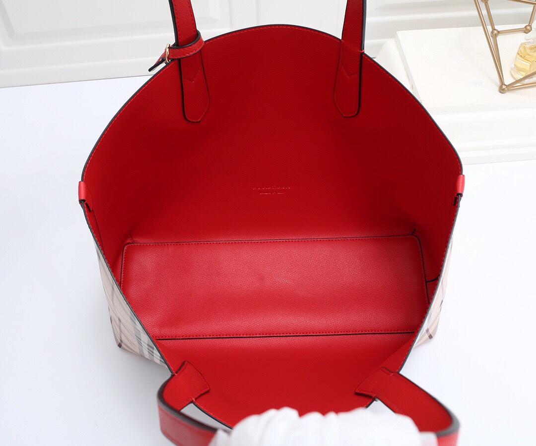 burbery Reversible Shopping Bag - Logo Red Bag - Gorchic - $153.99