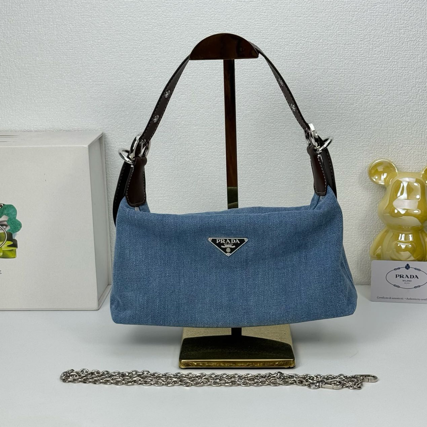 Saffiano texture Re-edition 2005 Crossbody Mini Bag Dark Blue Denim - Bag - Gorchic - $119.99